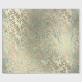 フェイク金ゴールド王室のフローラ粉末フローラパーリーミント ラッピングペーパー (フラット)