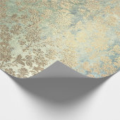 フェイク金ゴールド王室のフローラ粉末フローラパーリーミント ラッピングペーパー (角)