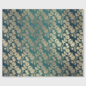 フェイク金ゴールド王室のフローラ粉末フローラパールティール（緑がかった色） ラッピングペーパー (フラット)