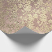 フェイク金ゴールド王室のフローラ粉末フローラ真珠ピンク ラッピングペーパー (角)