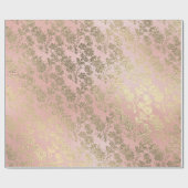 フェイク金ゴールド王室のフローラ粉末フローラ真珠ピンク ラッピングペーパー (フラット)