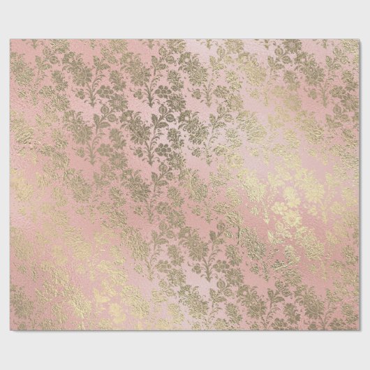 フェイク金ゴールド王室のフローラ粉末フローラ真珠ピンク ラッピングペーパー (フラット)