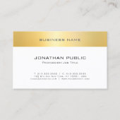 フェイク金ゴールド白エレガントモダンミニマルテンプレート 名刺 (正面)