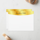 フェイク金ゴールド白パーソナライズされたエレガント手書 ノートカード (正面/裏面インサイチュ)
