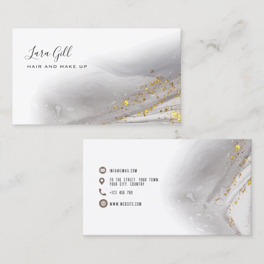 フェイク金ゴールド箔および水彩名刺 名刺 (正面/裏面)