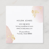 フェイク金ゴールド箔とピンクの水彩グリッター スクエア名刺 (裏面)