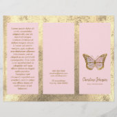 フェイク金ゴールド箔とピンクバタフライのパンフレット (正面)