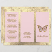 フェイク金ゴールド箔とピンクバタフライのパンフレット (正面/裏面)