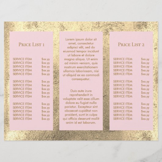 フェイク金ゴールド箔とピンクバタフライのパンフレット (裏面)