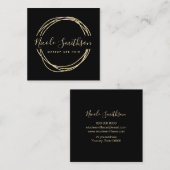フェイク金ゴールド箔の丸枠 スクエア名刺 (正面/裏面)