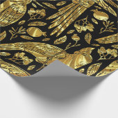 フェイク金ゴールド箔の熱帯模様 ラッピングペーパー (角)