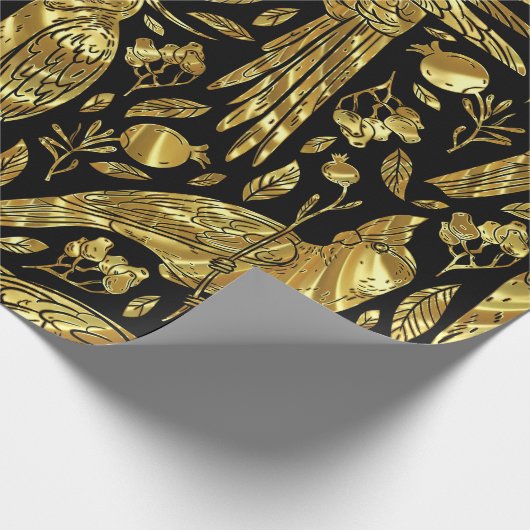 フェイク金ゴールド箔の熱帯模様 ラッピングペーパー (角)