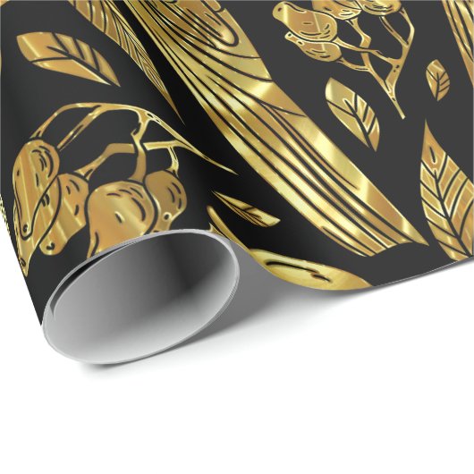 フェイク金ゴールド箔の熱帯模様 ラッピングペーパー (ロールコーナー)