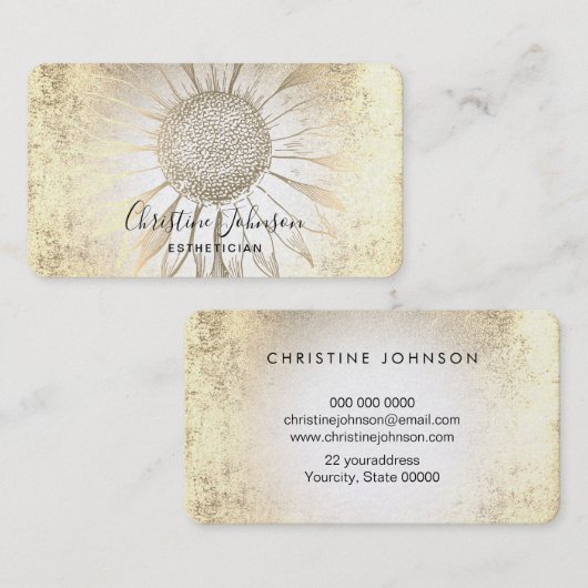 フェイク金ゴールド箔ひまわり名刺 名刺 (正面/裏面)