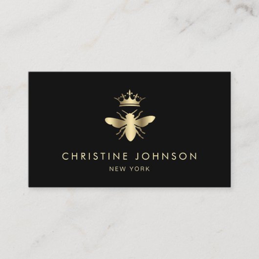 フェイク金ゴールド箔クイーンビーのロゴ 名刺 (正面)