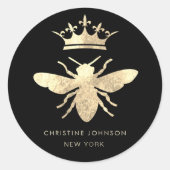 フェイク金ゴールド箔クイーンbeeロゴ ラウンドシール (正面)