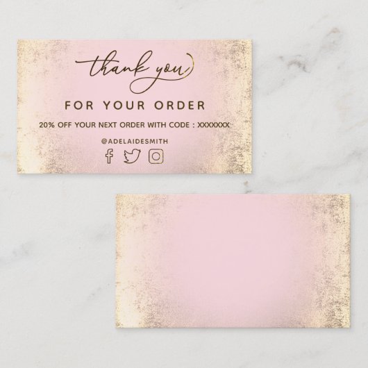 フェイク金ゴールド箔サンキューカード 名刺 (正面/裏面)