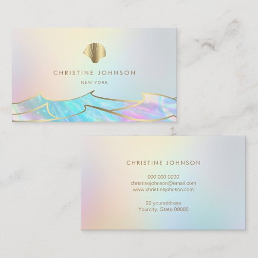 フェイク金ゴールド箔シーシェルのロゴ 名刺 (正面/裏面)