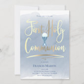 フェイク金ゴールド箔スクリプト |第一聖餐式 招待状 (正面)