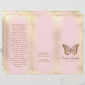 フェイク金ゴールド箔デザインピンクバタフライ (正面/裏面)