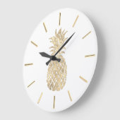 フェイク金ゴールド箔パイナップルデザイン ラージ壁時計 (傾斜)