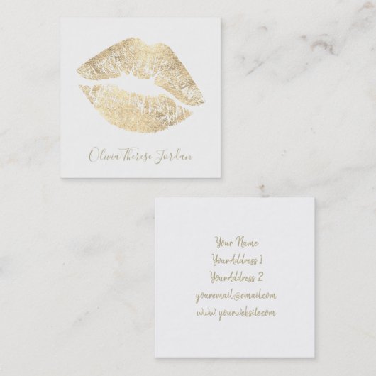 フェイク金ゴールド箔リップスティックキススクウェア名刺 スクエア名刺 (正面/裏面)