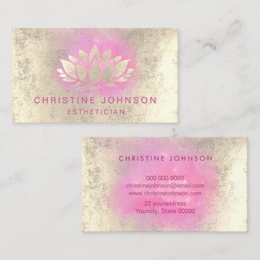 フェイク金ゴールド箔ロータスデザイン 名刺 (正面/裏面)