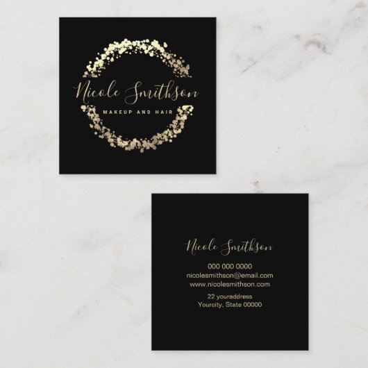 フェイク金ゴールド箔円 スクエア名刺 (正面/裏面)