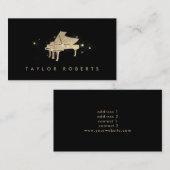 フェイク金ゴールド箔及びグリッターピアノ 名刺 (正面/裏面)