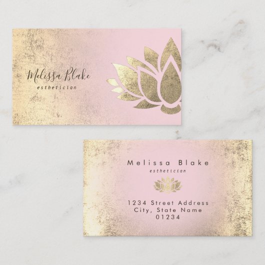 フェイク金ゴールド箔蓮の花ロゴ 名刺 (正面/裏面)