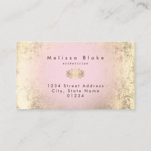 フェイク金ゴールド箔蓮の花ロゴ 名刺 (裏面)