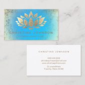 フェイク金ゴールド箔蓮花青こう配 名刺 (正面/裏面)