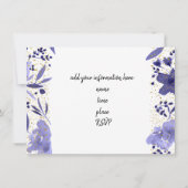 フェイク金ゴールド箔藍青の水色の花 招待状 (裏面)