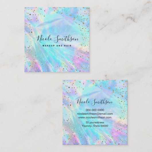 フェイク金ゴールド箔詳細 スクエア名刺 (正面/裏面)