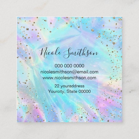 フェイク金ゴールド箔詳細 スクエア名刺 (裏面)