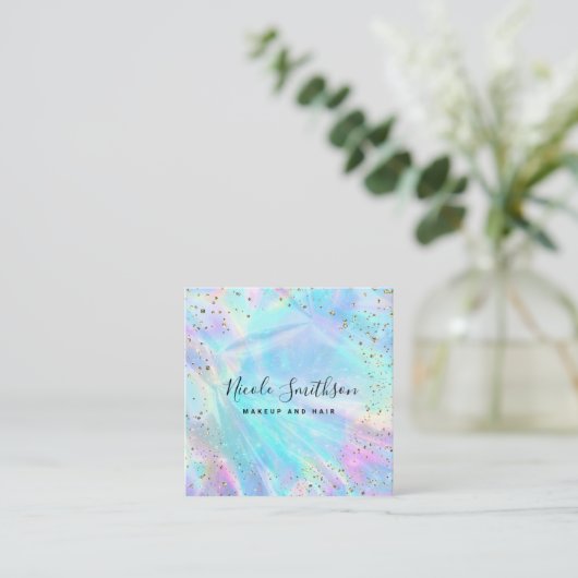 フェイク金ゴールド箔詳細 スクエア名刺 (スタンド正面)