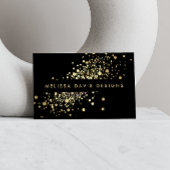 フェイク金ゴールド紙吹雪が黒のモダン名刺 名刺