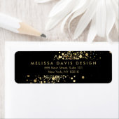 フェイク金ゴールド紙吹雪オンブラックモダン住所 シール (インサイチュ)