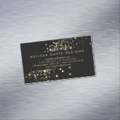フェイク金ゴールド紙吹雪オン黒モダン マグネット名刺 (インサイチュ)