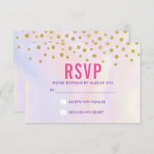 フェイク金ゴールド紙吹雪オンPurple Watercolort RSVP (正面/裏面)