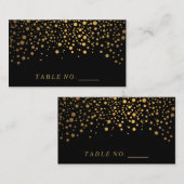 フェイク金ゴールド紙吹雪ドットの黒座席表 プレイスカード (正面/裏面)
