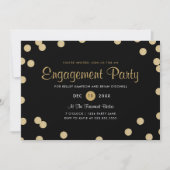 フェイク金ゴールド紙吹雪婚約パーティ招待状 招待状 (正面)