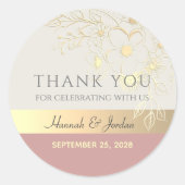 フェイク金ゴールド結婚に感謝 ラウンドシール (正面)