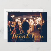 フェイク金ゴールド結婚の写真サンキューカード ポストカード (正面/裏面)