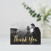 フェイク金ゴールド結婚の写真サンキューカード ポストカード (スタンド正面)