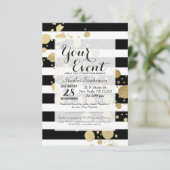 フェイク金ゴールド絵を描(ばちゃばちゃ)跳ねる(白黒) 招待状 (スタンド正面)