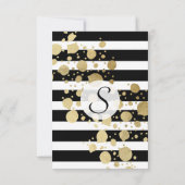 フェイク金ゴールド絵を描(ばちゃばちゃ)跳ねる(白黒) 招待状 (裏面)