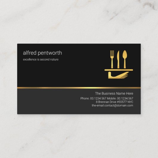 フェイク金ゴールド線デュアルトーングレーブラックレイヤ、Butler 名刺 (裏面)