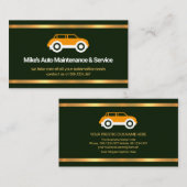 フェイク金ゴールド縁どエメラルドグリーン自動車ガレージ 名刺 (正面/裏面)