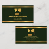 フェイク金ゴールド縁ど水栓エメラルドグリーン配管工 名刺 (正面/裏面)